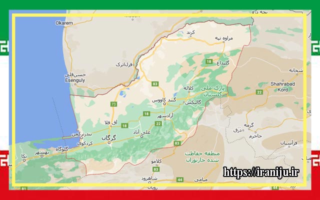 لوکیشن استان گلستان روی نقشه