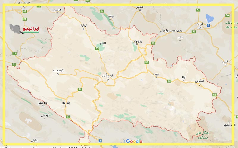 لوکیشن استان لرستان روی نقشه گوگل مپ